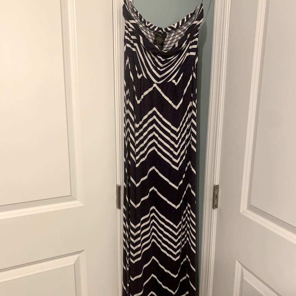 Strapless Chevron maxi dress